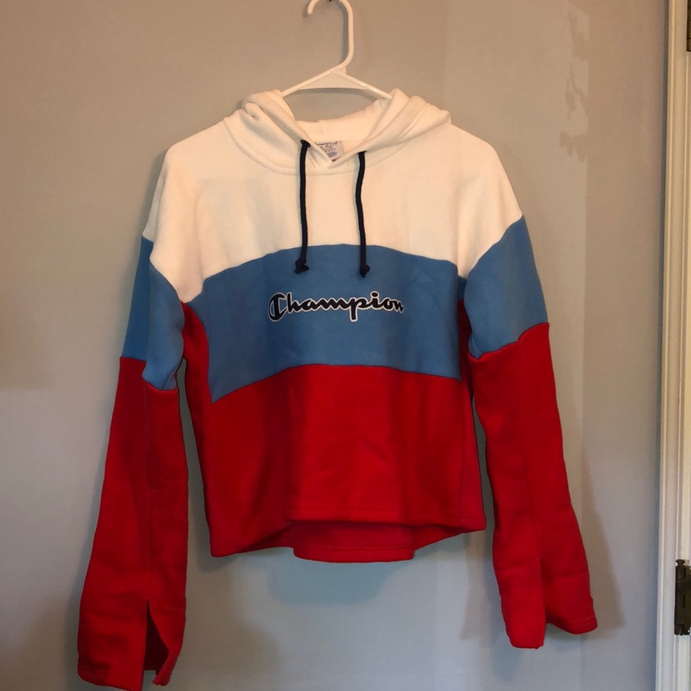Champion red white and blue hoodie